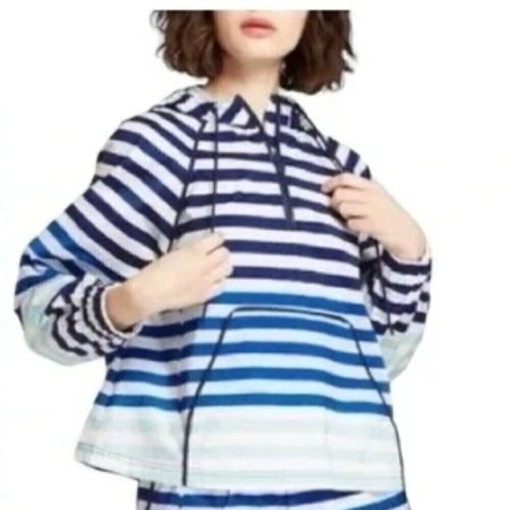 HUNTER for Target Striped Half Zip Hooded Windbreaker Jacket Pullover Size Xs